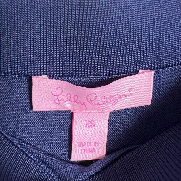 Lilly Pulitzer Navy Blue Scalloped Tiered Ruffle A-Line Flare Knit Skirt Size XS - Picture 2 of 5